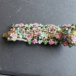 Vintage Floral Bracelet with Multicolor Accents